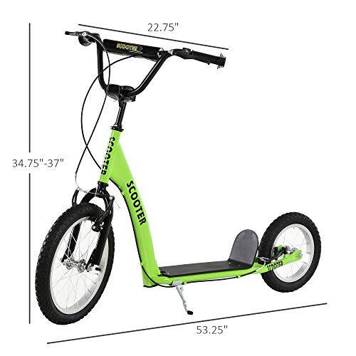 Aosom Youth Scooter Kick Scooter for Kids 5+ with Adjustable Handlebar 16