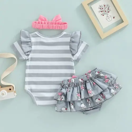 Aoswep Baby Girl Clothes Infant Newborn Girl Outfits Summer Clothes Romper Short - 3