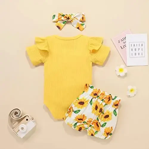 Aoswep Baby Girl Clothes Infant Newborn Girl Outfits Summer Clothes Romper Short - 3