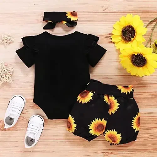 Aoswep Baby Girl Clothes Infant Newborn Girl Outfits Summer Clothes Romper Short - 3