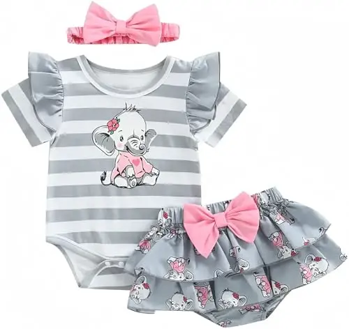 Aoswep Baby Girl Clothes Infant Newborn Girl Outfits Summer Clothes Romper Short - 1