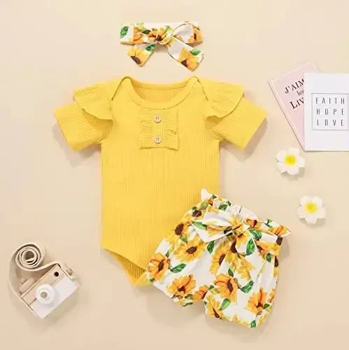 Aoswep Baby Girl Clothes Infant Newborn Girl Outfits Summer Clothes Romper Short - Aoswep (1)