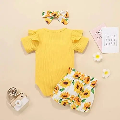 Aoswep Baby Girl Clothes Infant Newborn Girl Outfits Summer Clothes Romper Short - 3