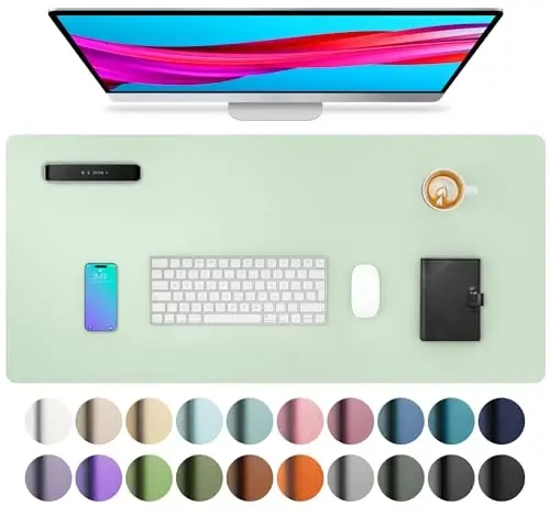 Aothia Large PU Leather Desk Pad Protector – Non-Slip Mouse Pad & Writing Mat for Office/Home, Waterproof, Easy to Clean (31.5