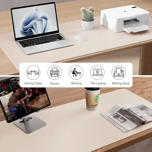 Aothia Large PU Leather Desk Pad Protector – Non-Slip Mouse Pad & Writing Mat for Office/Home, Waterproof, Easy to Clean (31.5