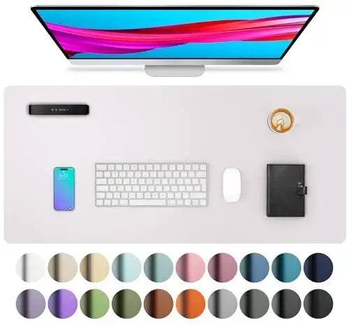 Aothia Large PU Leather Desk Pad Protector – Non-Slip Mouse Pad & Writing Mat for Office/Home, Waterproof, Easy to Clean (31.5