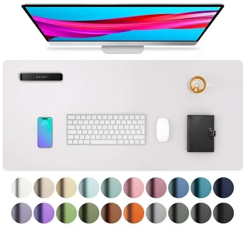 Aothia Large PU Leather Desk Pad Protector – Non-Slip Mouse Pad & Writing Mat for Office/Home, Waterproof, Easy to Clean (31.5