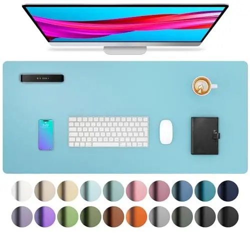 Aothia Large PU Leather Desk Pad Protector – Non-Slip Mouse Pad & Writing Mat for Office/Home, Waterproof, Easy to Clean(23.6