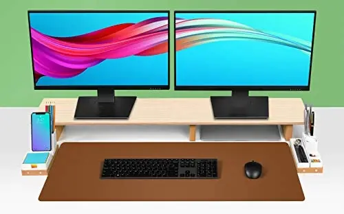 Aothia Charm Desk Pad himoya qiluvchi, sichqoncha yostig'i, ofis stoli uchun gilamcha, sirpanmaydigan PU Charm stol qoplamasi, noutbuk stoli uchun yostiq, ofis va uy uchun suv o'tkazmaydigan stol yozuv yostig'i (jigarrang, 36