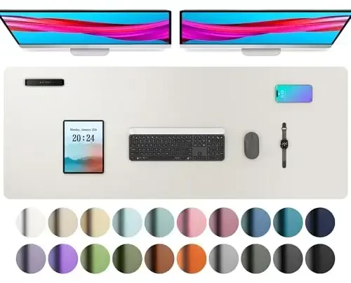 Aothia Charm Desk Pad himoyachisi, sichqoncha paneli, ofis stoli uchun mat, sirpanmaydigan PU Charm stol qog'ozi, noutbuk stoli uchun paneli, ofis va uy uchun suv o'tkazmaydigan stol yozuv paneli (48 