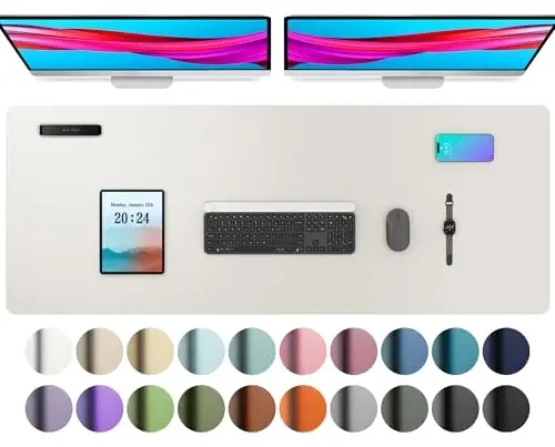 Aothia Charm Desk Pad himoyachisi, sichqoncha paneli, ofis stoli uchun mat, sirpanmaydigan PU Charm stol qog'ozi, noutbuk stoli uchun paneli, ofis va uy uchun suv o'tkazmaydigan stol yozuv paneli (48 