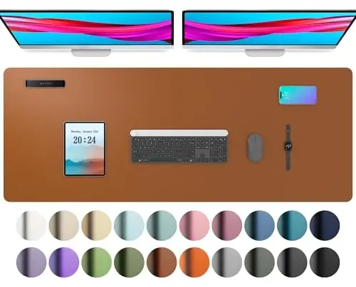 Aothia Charm Desk Pad Protector, sichqoncha paneli, ofis stoli uchun gilamcha, sirpanmaydigan PU Charm stol qog'ozi, noutbuk stoli uchun gilamcha, ofis va uy uchun suv o'tkazmaydigan stol yozish paneli (48