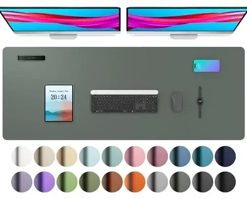 Aothia Charm teri stol usti himoyachisi, Ofis stoli uchun gilamcha, Katta sichqoncha gilami, Sirpanmaydigan PU Charm stol qog'ozi, Noutbuk stol pedi, Ofis va uy uchun suv o'tkazmaydigan stol yozish pedi (48