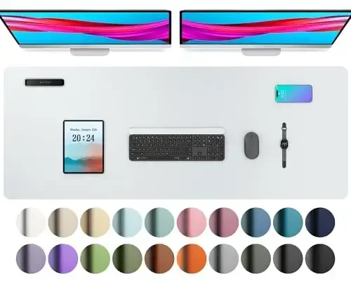 Aothia Charm teri stol usti himoyachisi, Ofis stoli uchun gilamcha, Katta sichqoncha paneli, Sirpanmaydigan PU Charm stol qog'ozi, Noutbuk stoli uchun gilamcha, Ofis va uy uchun suv o'tkazmaydigan stol yozuvi (48