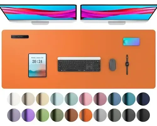 Aothia charm teri stol usti himoyachisi, ofis stoli uchun gilamcha, katta sichqoncha, sirpanmaydigan PU charm stol qog'ozi, noutbuk stoli, ofis va uy uchun suv o'tkazmaydigan stol yozish uchun (48