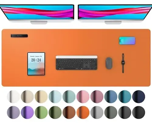 Aothia charm teri stol usti himoyachisi, ofis stoli uchun gilamcha, katta sichqoncha, sirpanmaydigan PU charm stol qog'ozi, noutbuk stoli, ofis va uy uchun suv o'tkazmaydigan stol yozish uchun (48