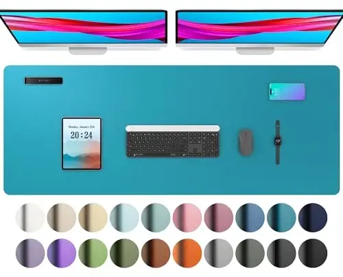 Aothia charm teri stol usti himoyachisi, Ofis stoli uchun gilamcha, Katta sichqoncha, Sirpanmaydigan PU charm stol qog'ozi, Noutbuk stoli uchun gilamcha, Ofis va uy uchun suv o'tkazmaydigan stol yozuvi (48