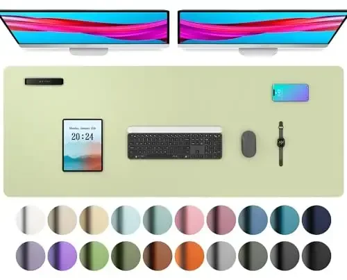 Aothia Charm teri stol usti himoyachisi, Ofis stoli uchun gilamcha, Katta sichqoncha, Sirpanmaydigan PU Charm stol qoplamasi, Noutbuk stoli uchun, Ofis va uy uchun suv o'tkazmaydigan stol yozuv taxtasi (48