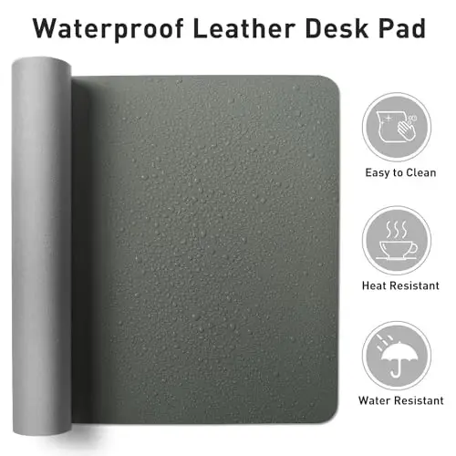 Aothia Leather Desk Protector, Mouse Mat, Non-Slip PU Leather Blotter, Laptop Desk Mat, Waterproof Writing Pad for Office and Home (Jungle Green, 36