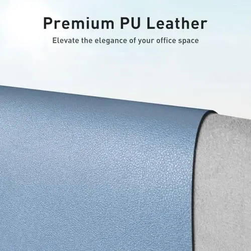 Aothia Leather Desk Pad Protector, Large Mouse Pad, Office Desk Mat, Non-Slip PU Leather Desk Blotter, Laptop Desk Pad, Waterproof Desk Writing Pad for Office and Home (Denim Blue, 23.6