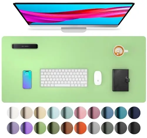 Aothia Leather Desk Pad Protector, Mouse Pad, Office Desk Mat, Non-Slip PU Leather Desk Blotter, Laptop Desk Pad, Waterproof Desk Writing Pad for Office and Home (31.5