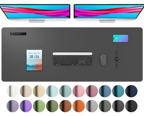 Aothia Leather Desk Pad Protector, Mouse Pad, Office Desk Mat, Non-Slip PU Leather Desk Blotter, Laptop Desk Pad, Waterproof Desk Writing Pad for Office and Home (48
