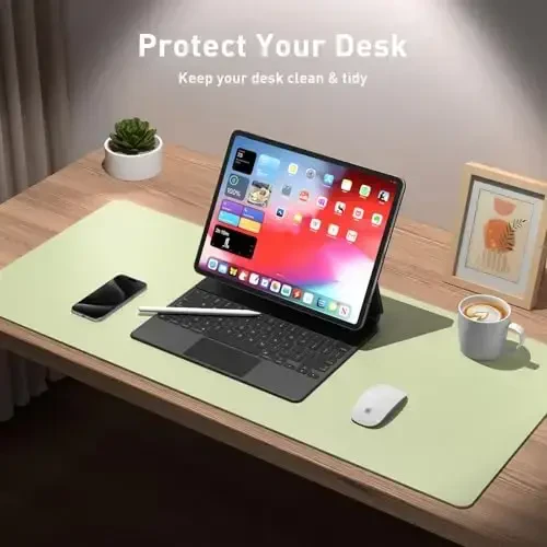 Aothia Leather Desk Pad Protector, Mouse Pad, Office Desk Mat, Non-Slip PU Leather Desk Blotter, Laptop Desk Pad, Waterproof Desk Writing Pad for Office and Home (Grass Green, 36