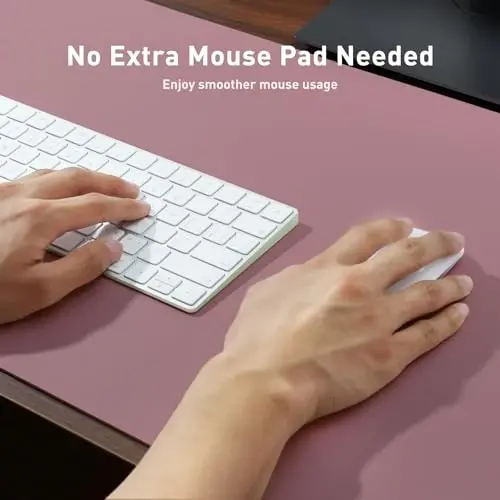 Aothia Leather Desk Pad Protector, Mouse Pad, Office Desk Mat, Non-Slip PU Leather Desk Blotter, Laptop Desk Pad, Waterproof Desk Writing Pad for Office and Home (Dark Pink,36