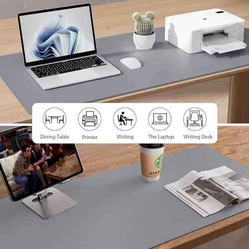 Aothia Leather Desk Pad Protector, Mouse Pad, Office Desk Mat, Non-Slip PU Leather Desk Blotter, Laptop Desk Pad, Waterproof Desk Writing Pad for Office and Home (48
