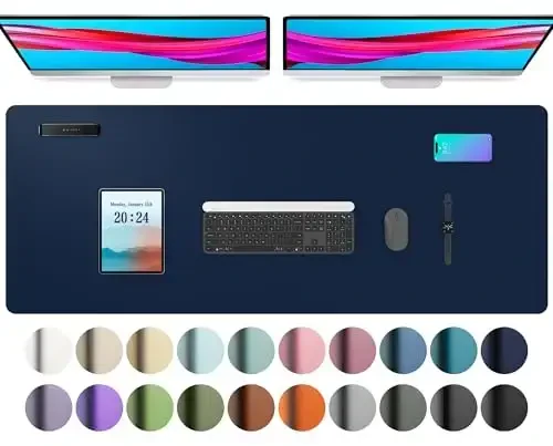 Aothia Leather Desk Pad Protector, Mouse Pad, Office Desk Mat, Non-Slip PU Leather Desk Blotter, Laptop Desk Pad, Waterproof Desk Writing Pad for Office and Home (48