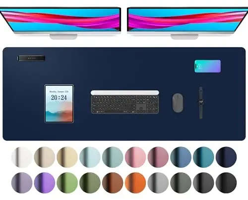 Aothia Leather Desk Pad Protector, Mouse Pad, Office Desk Mat, Non-Slip PU Leather Desk Blotter, Laptop Desk Pad, Waterproof Desk Writing Pad for Office and Home (48