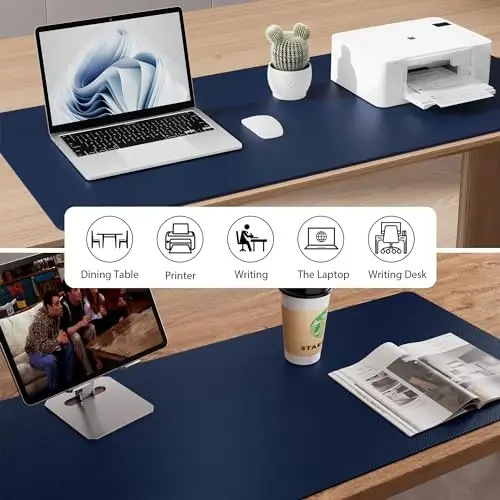 Aothia Leather Desk Pad Protector, Mouse Pad, Office Desk Mat, Non-Slip PU Leather Desk Blotter, Laptop Desk Pad, Waterproof Desk Writing Pad for Office and Home (48