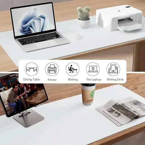 Aothia Leather Desk Pad Protector, Mouse Pad, Office Desk Mat, Non-Slip PU Leather Desk Blotter, Laptop Desk Pad, Waterproof Desk Writing Pad for Office and Home (Barely Grey, 36