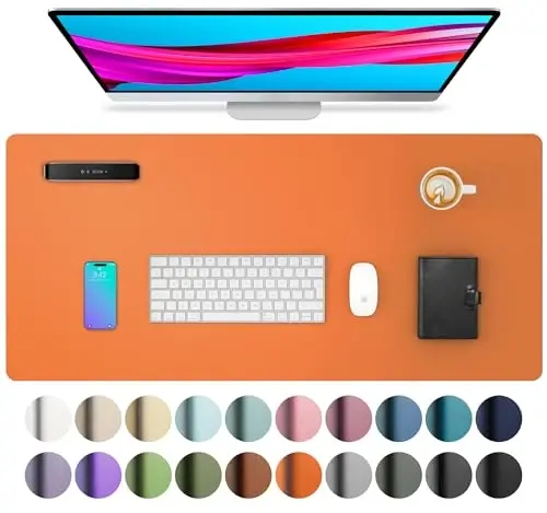 Aothia Leather Desk Pad Protector, Mouse Pad, Office Desk Mat, Non-Slip PU Leather Desk Blotter, Laptop Desk Pad, Waterproof Desk Writing Pad for Office and Home (31.5