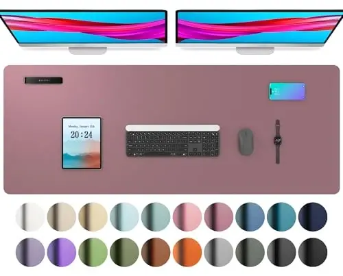 Aothia Leather Desk Pad Protector, Mouse Pad, Office Desk Mat, Non-Slip PU Leather Desk Blotter, Laptop Desk Pad, Waterproof Desk Writing Pad for Office and Home (48