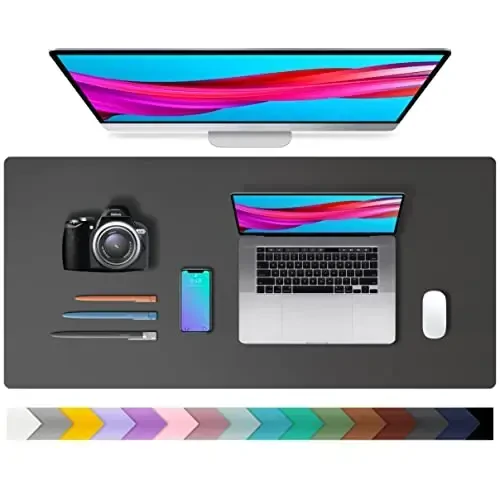 Aothia Leather Desk Pad Protector, Mouse Pad, Office Desk Mat, Non-Slip PU Leather Desk Blotter, Laptop Desk Pad, Waterproof Desk Writing Pad for Office and Home (Gray,36