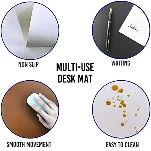 Aothia Leather Desk Pad Protector, Mouse Pad, Office Desk Mat, Non-Slip PU Leather Desk Blotter, Laptop Desk Pad, Waterproof Desk Writing Pad for Office and Home (Brown,31.5