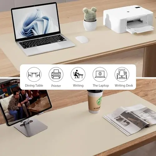Aothia Leather Desk Pad Protector, Office Desk Mat, Large Mouse Pad, Non-Slip PU Leather Desk Blotter, Laptop Desk Pad, Waterproof Desk Writing Pad for Office and Home (48
