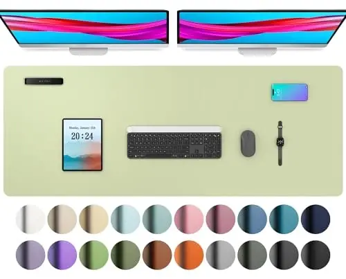 Aothia Leather Desk Pad Protector, Office Desk Mat, Large Mouse Pad, Non-Slip PU Leather Desk Blotter, Laptop Desk Pad, Waterproof Desk Writing Pad for Office and Home (48