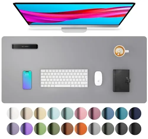 Aothia Leather Desk Pad Protector, Mouse Pad, Office Desk Mat, Non-Slip PU Leather Desk Blotter, Laptop Desk Pad, Waterproof Desk Writing Pad for Office and Home (23.6