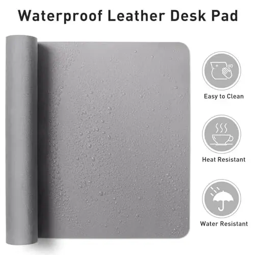 Aothia Leather Desk Pad Protector, Mouse Pad, Office Desk Mat, Non-Slip PU Leather Desk Blotter, Laptop Desk Pad, Waterproof Desk Writing Pad for Office and Home (23.6