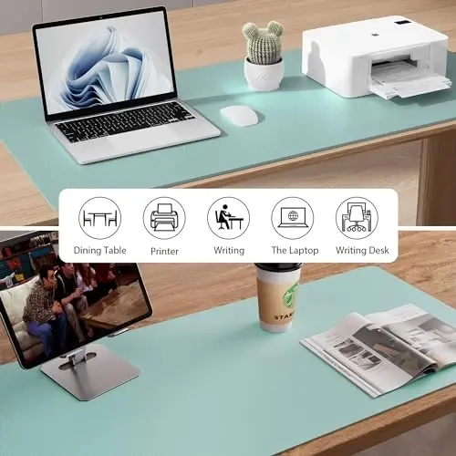 Aothia Leather Desk Pad Protector, Mouse Pad, Office Desk Mat, Non-Slip PU Leather Desk Blotter, Laptop Desk Pad, Waterproof Desk Writing Pad for Office and Home (48