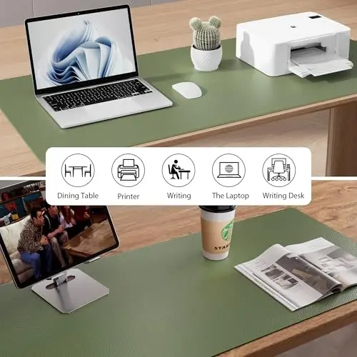 Aothia Leather Desk Pad Protector, Mouse Pad, Office Desk Mat, Non-Slip PU Leather Desk Blotter, Laptop Desk Pad, Waterproof Desk Writing Pad for Office and Home (36
