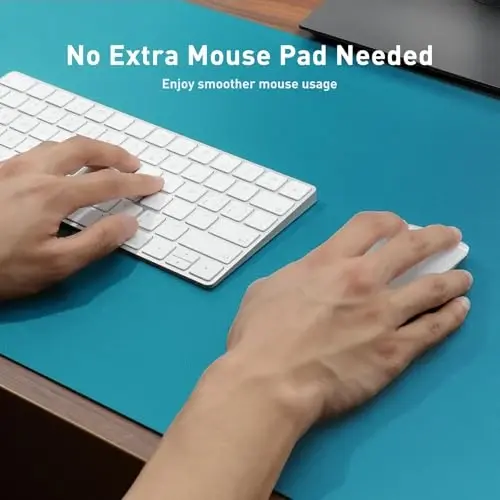 Aothia Leather Desk Pad Protector, Mouse Pad, Office Desk Mat, Non-Slip PU Leather Desk Blotter, Laptop Desk Pad, Waterproof Desk Writing Pad for Office and Home (Turquoise,36