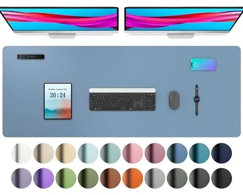 Aothia Leather Desk Pad Protector, Office Desk Mat, Large Mouse Pad, Non-Slip PU Leather Desk Blotter, Laptop Desk Pad, Waterproof Desk Writing Pad for Office and Home (48