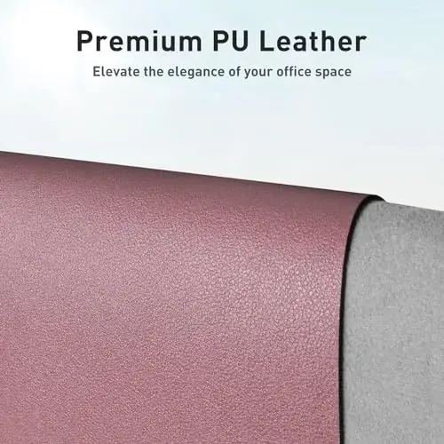 Aothia Leather Office Desk Mouse Pad Protector, Non-Slip PU Leather Laptop Desk Blotter/Mat, Waterproof Writing Pad for Office and Home, Dark Pink, 23.6