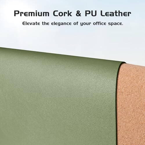 Aothia Dual-Sided Desk Pad - Leather Desk Mat, Natural Cork Desk Pad Protector, Large Mouse Pad for Desk, Waterproof Desk Blotter Pad, Desk Writing Pad for Office Work/Home, Olive Green (23.6