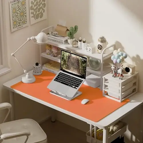 Aothia Faux Charm Desk Mat – Katta sichqoncha paneli, Sirpanmaydigan PU Charm Blotter, Ofis va uy uchun suv o‘tkazmaydigan yozuv yuzasi (Aqua, 47.2