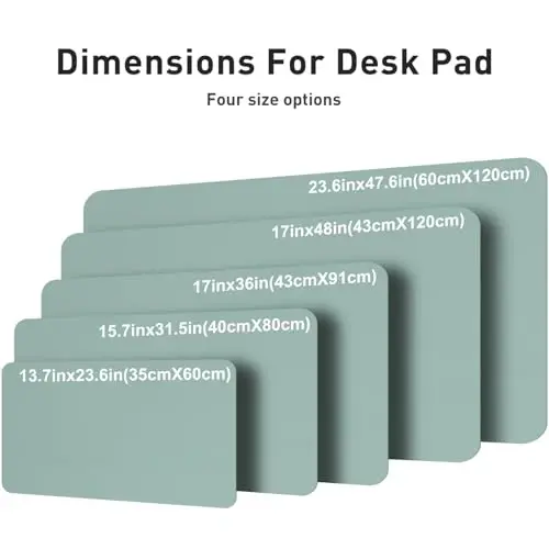 Aothia Faux Charm Desk Mat – Katta sichqoncha paneli, sirpanmaydigan PU charm qoplamasi, ofis va uy uchun suv oʻtkazmaydigan yozuv yuzasi (och koʻk, 47,2