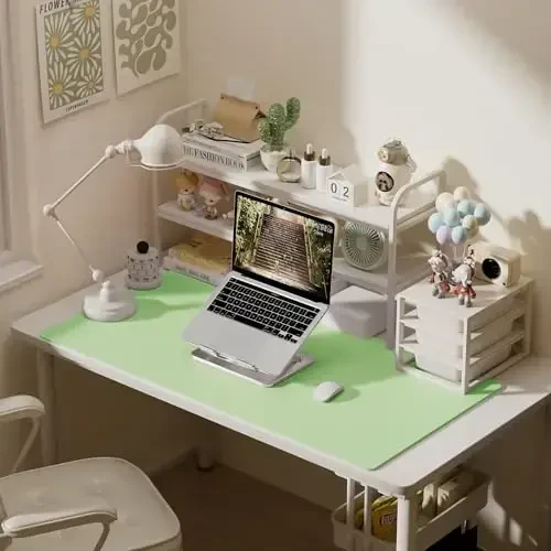 Aothia Faux Charm Desk Mat – Katta Sichqoncha Yostig'i, Sirpanmaydigan PU Charm Blotter, Ofis va Uy uchun Suv o'tkazmaydigan Yozuv Yuzasi (Ko'pikli Yashil, 47.2